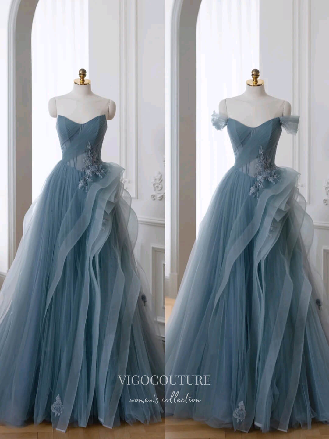 Blue Grey Velvet Infinity Bridesmaid Dresses/Customization Size –  ScholleDress